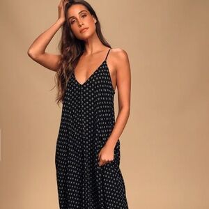 Lulus Yours Tule Black Floral Print Maxi Dress With Pockets Size S/M​